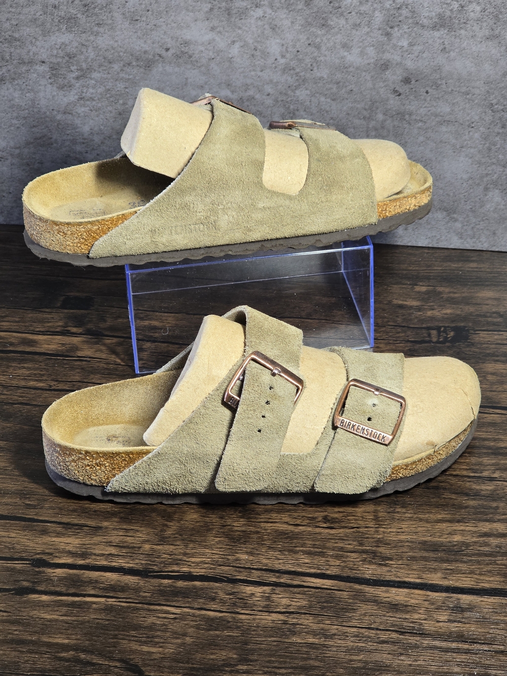 Birkenstock Suede Arizona Two-Strap Sandals in Light Beige-38